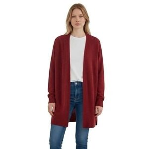 Madewell Merino Wool Blend Open Front Long Ryder Cardigan Sweater Red‎ Size S